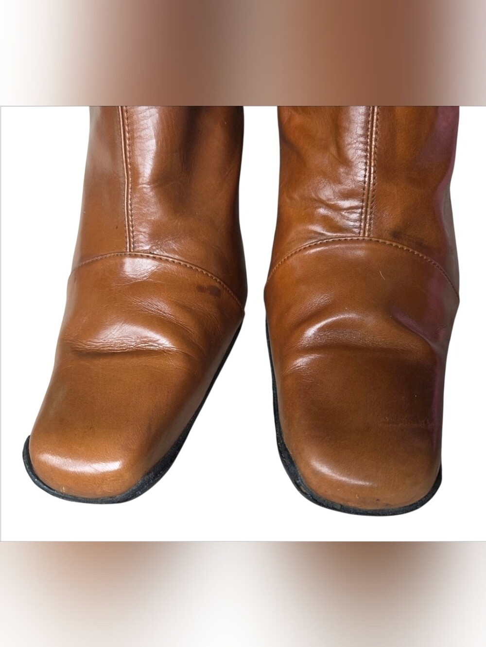Vintage Y2K Mezlan Brown Leather Healed Square Toe Boots Made In Spain Size 7 - Picture 4 of 16